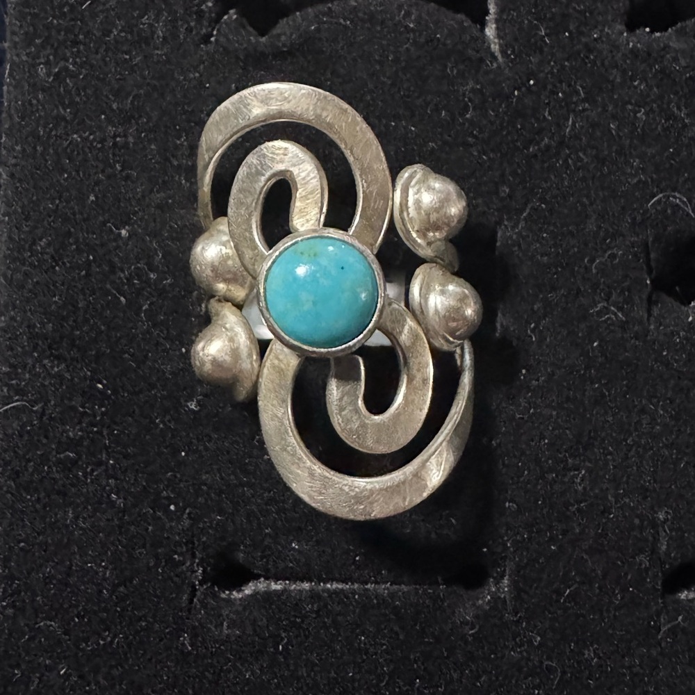 Vintage Mexican Sterling Silver Turquoise Statement Ring by Dominique Dinouart